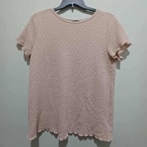 Torrid‎ Plus Size Top, Ruffle Sleeve, Textured Knit, Beige, Size 2